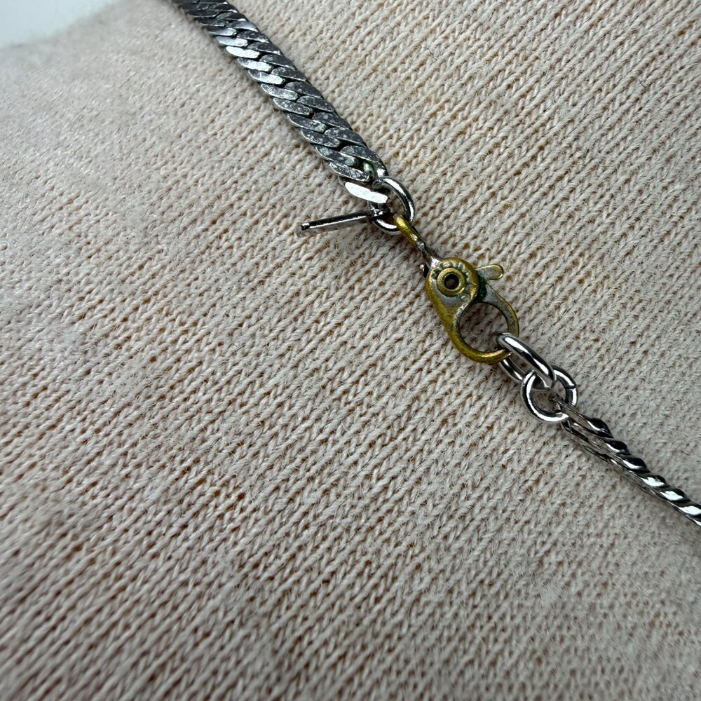 Vintage Monet Thick Herringbone Silver Tone Chain Necklace 16" - Picture 4 of 4